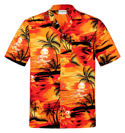 Oranges Hawaiihemd "Evening on Hawaii" Vorderseite