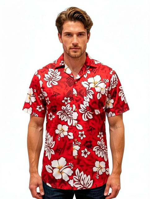 "Classic Flowers (red)" - Größe S-8XL