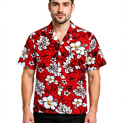"Classic Flowers (red)" - Größe S-8XL - Hawaiihemd.shop