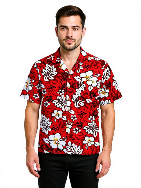"Classic Flowers (red)" - Größe S-8XL - Hawaiihemd.shop