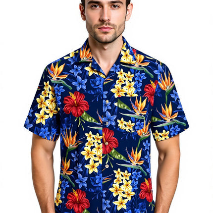 "Flowerful Summer (blue)" - Größe S-8XL - Hawaiihemd.shop