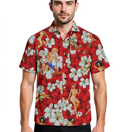 "Flower Girls (red) '18" - Größe S-6XL - Hawaiihemd.shop