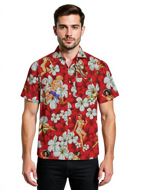 "Flower Girls (red) '18" - Größe S-6XL - Hawaiihemd.shop