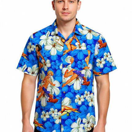 "Flower Girls (blue) '18" - Größe S-6XL - Hawaiihemd.shop