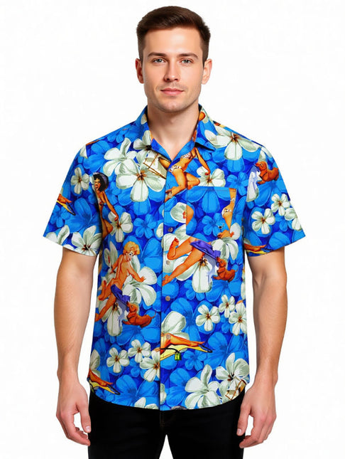 "Flower Girls (blue) '18" - Größe S-6XL - Hawaiihemd.shop