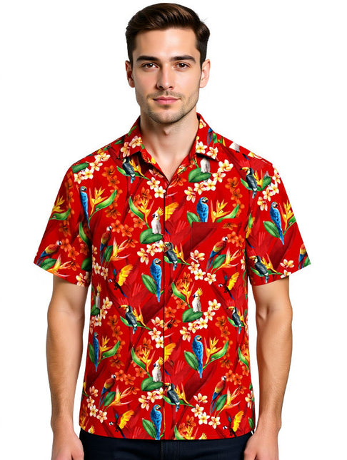 "Flower Parrots" - Größe S-8XL - Hawaiihemd.shop