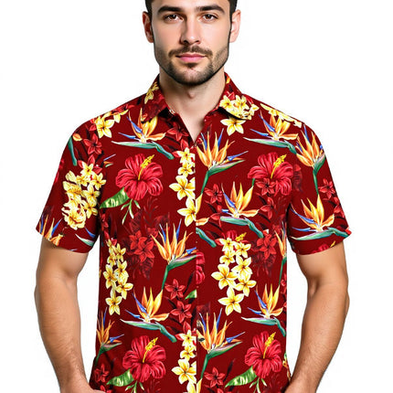 "Flowerful Summer (red)" - Größe 4XL+8XL - Hawaiihemd.shop