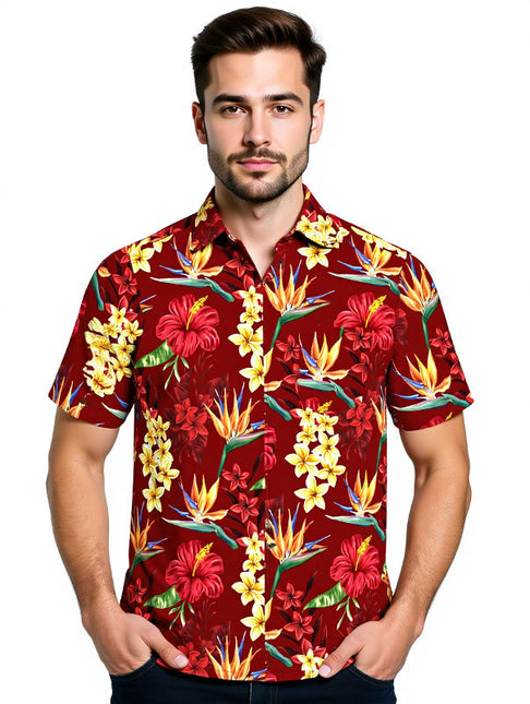 "Flowerful Summer (red)" - Größe 4XL+8XL - Hawaiihemd.shop