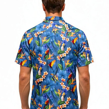 "Flower Parrots (blue)" - Størrelse S-8XL
