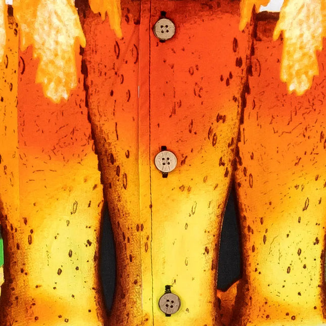 Herrenhemd mit Knopfleiste und gelb-orange Grill-Print