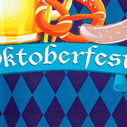 „Oktoberfest“-Schriftzug auf türkisfarbenem Einsatz am Kurzarmhemd mit Rautenmuster