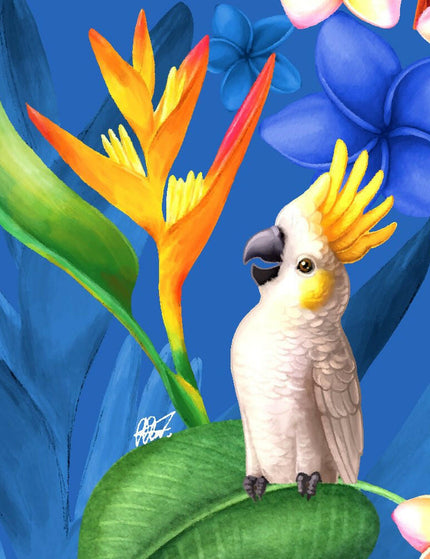 "Flower Parrots (blue)" - Größe S-8XL - Hawaiihemd.shop