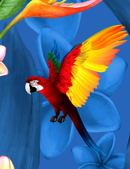 "Flower Parrots (blue)" - Größe S-8XL - Hawaiihemd.shop