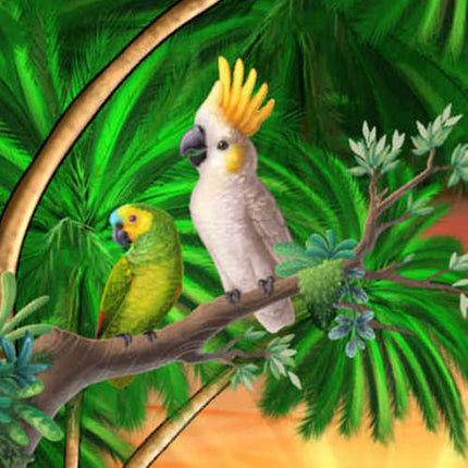 Grünes Herren Hawaiihemd mit Papageien im Dschungel