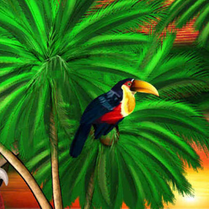 Grünes Herren Hawaiihemd mit Papageien im Dschungel