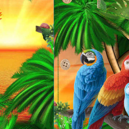 Grünes Herren Hawaiihemd mit Papageien im Dschungel