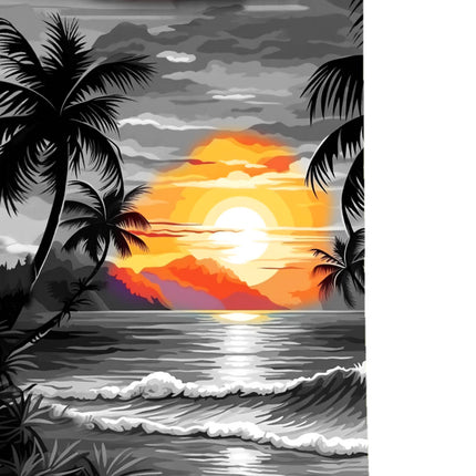 Graues Herren Hawaiihemd mit Strand und Palmen, Detailfoto 06