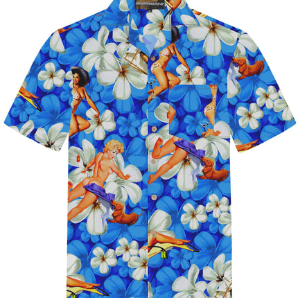 "Flower Girls (blue) '18" - Größe S-6XL - Hawaiihemd.shop