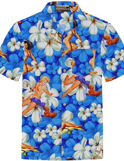 "Flower Girls (blue) '18" - Größe S-6XL - Hawaiihemd.shop