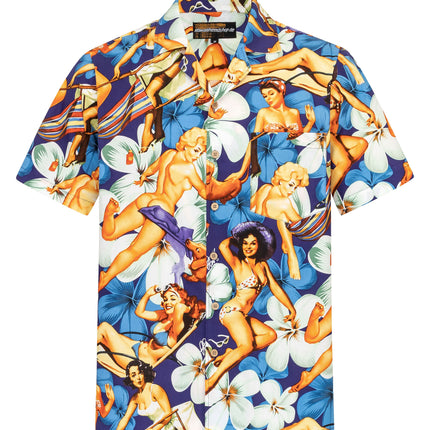 "Flower Girls (blue)" - Größe 3XL-8XL - Hawaiihemd.shop