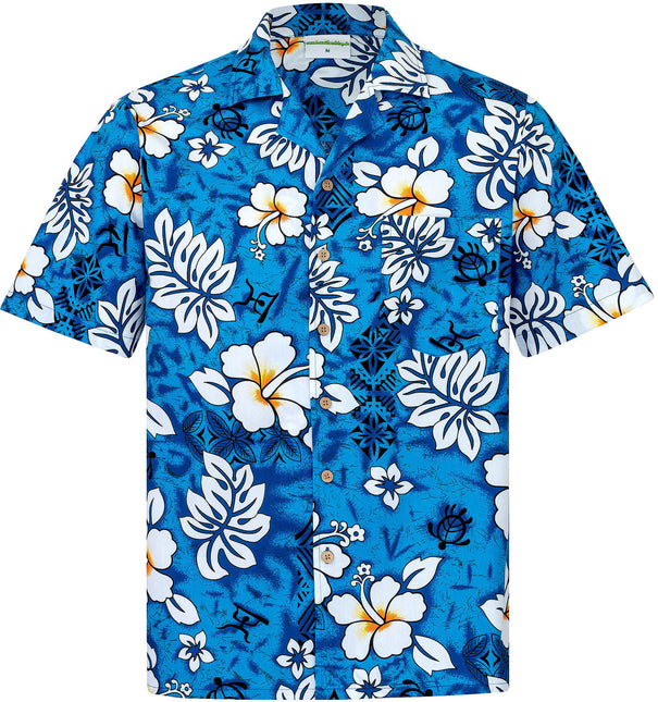 "Classic Flowers (blue)" - Größe S-8XL - Hawaiihemd.shop