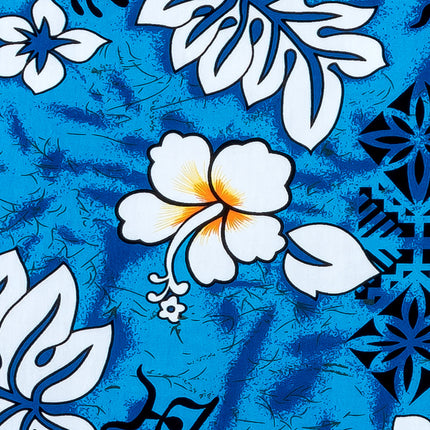 Blaues Herren Hawaiihemd "Classic Flowers (blue)" Detail 06