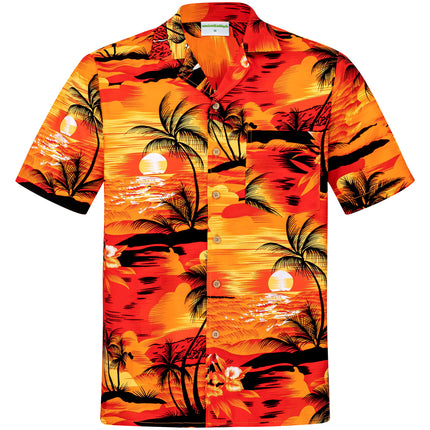 Oranges Hawaiihemd "Evening on Hawaii" Vorderseite