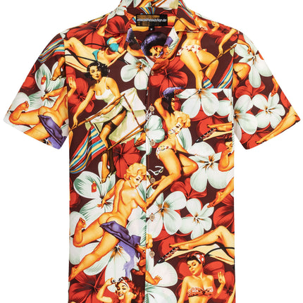 "Flower Girls (red)" - Größe S-8XL - Hawaiihemd.shop