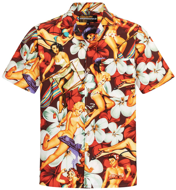 "Flower Girls (red)" - Größe S-8XL - Hawaiihemd.shop