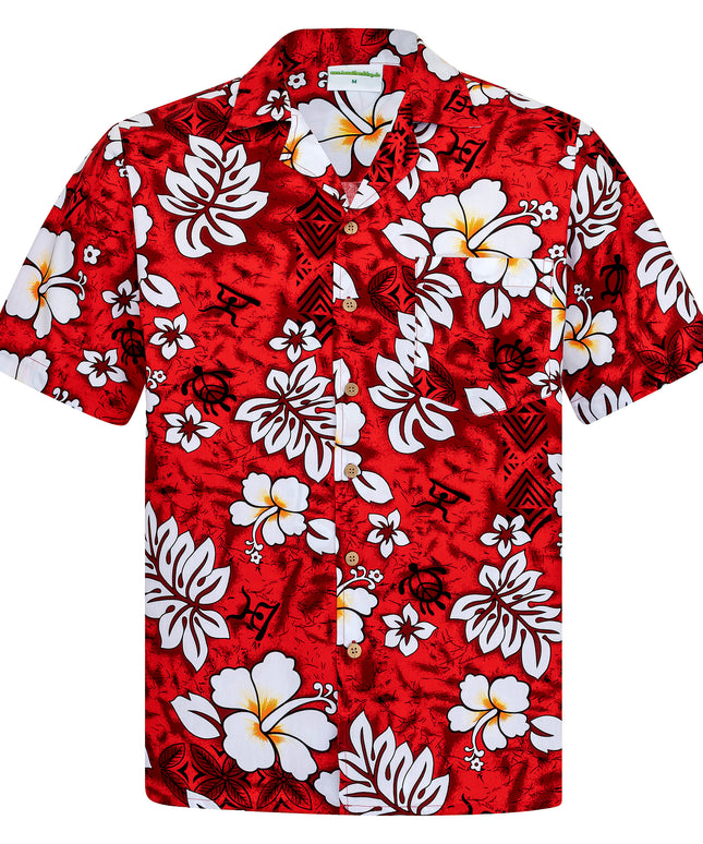 Rotes Herren Hawaiihemd "Classic Flowers (red)" Vorderseite