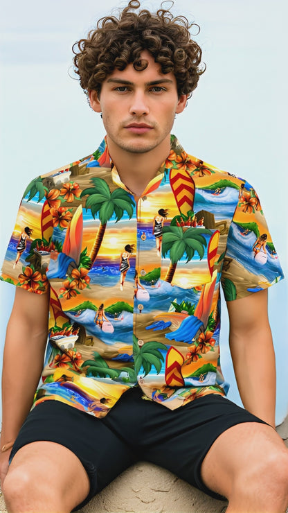 Hawaiihemd "Surfer's Paradise" - Größe S-8XL