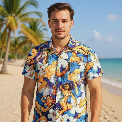 Hawaiian shirt "Flower Girls (blue)" - size S-8XL