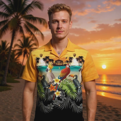 Hawaiian shirt "Golden Parrots" - size S-8XL