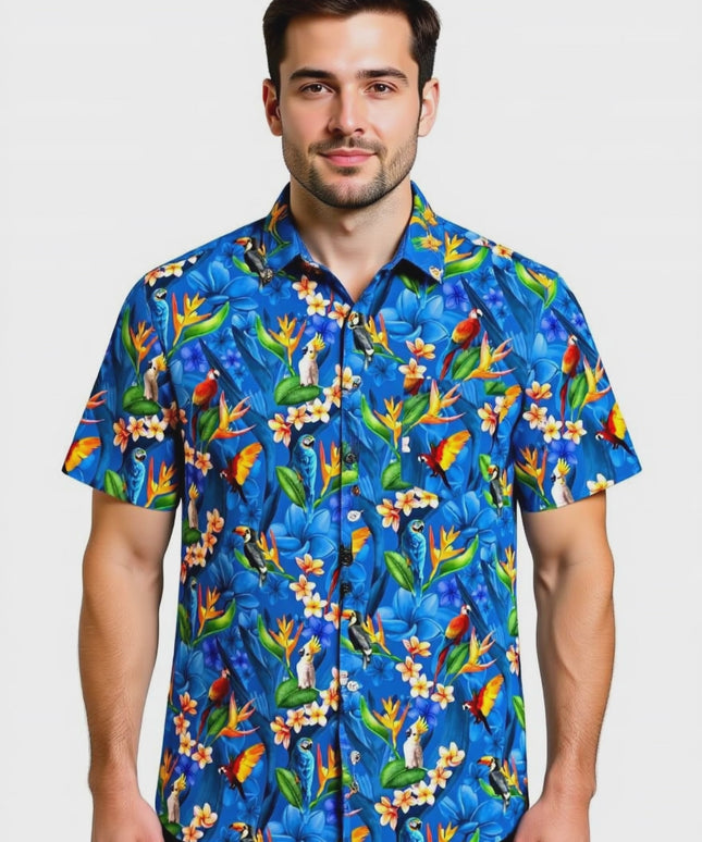 "Flower Parrots (blue)" - size S-8XL