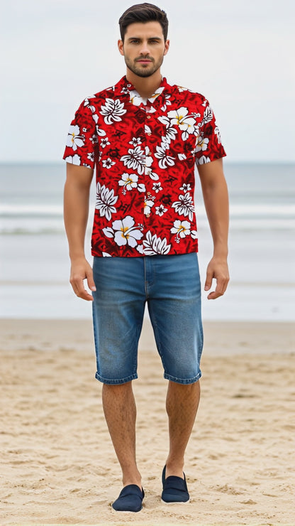 Hawaiian shirt "Classic Flowers (red)" - size S-8XL